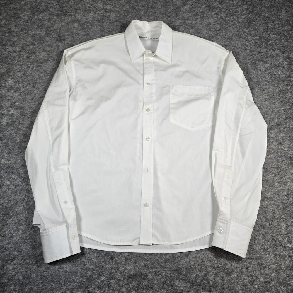 Alexander Wang Mens White Slashed Sleeve Compact Cotton Button Down Shirt OS